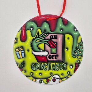 Grinch Mode Christmas Metal Ornament